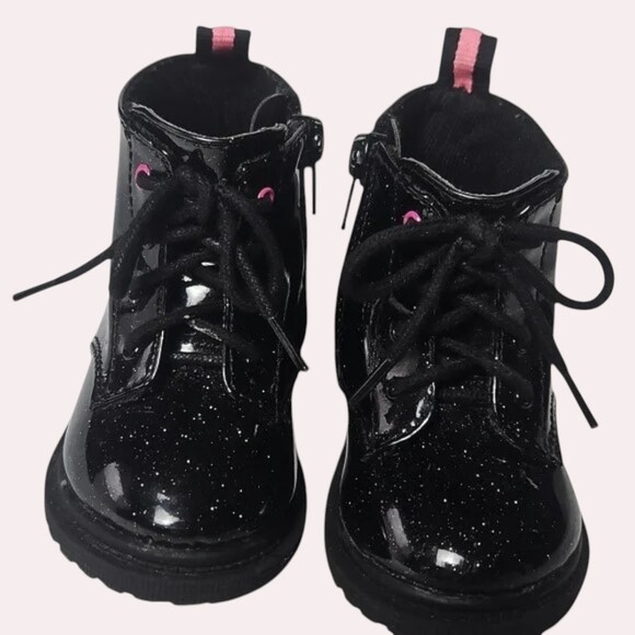 Girl's Wonder Nation Size 4 Black Patent Boots & Brown w/Pink Cowgirl Boots T18 - Picture 2 of 9